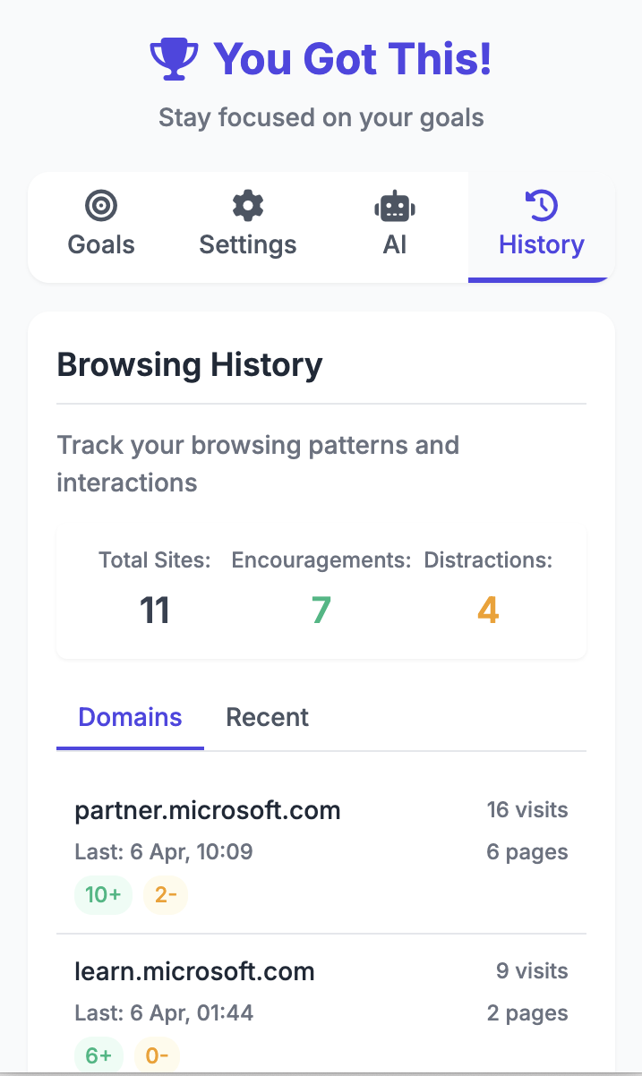 History and Statistics Interface